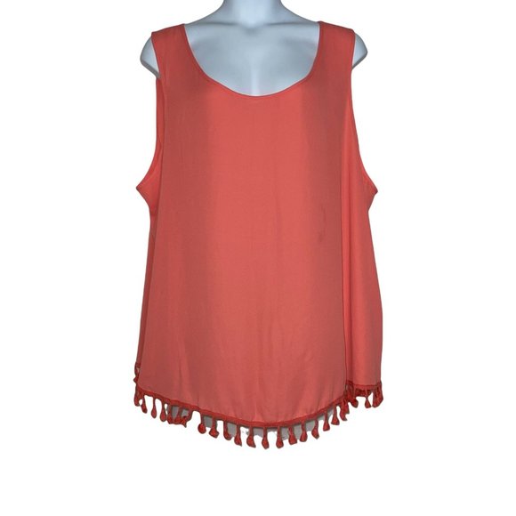torrid Tops - Torrid Orange Tassle Lightweight Sleeveless Plus Size Blouse Women's 4